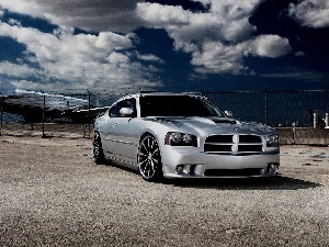 clouds, airport, Automobile, plane