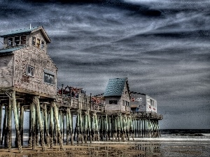 Beaches, clouds, pier