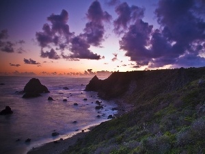 cliff, clouds, Coast