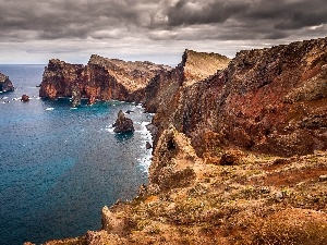 Cliffs, clouds, sea