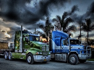dark, clouds, truck
