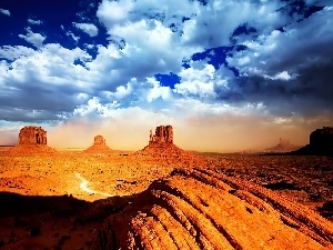 clouds, rocks, Desert, Stone
