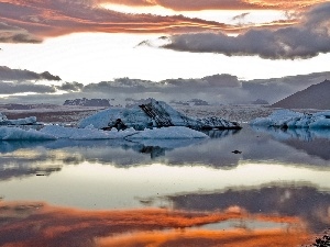 ice, clouds, Mountains