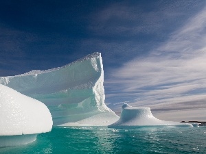 clouds, sea, Ice, mountains