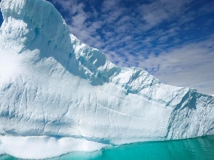 clouds, water, Ice, mountains