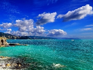 clouds, sea, Italy, Portofino