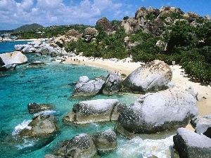 clouds, Stones, landscape, sea