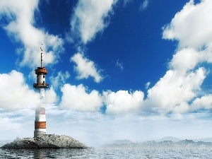 maritime, clouds, Lighthouse