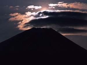 clouds, evening, mountains, height