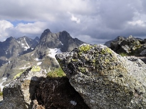 clouds, rocks, Mountains, peaks