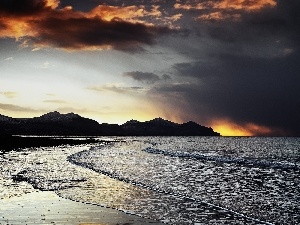 Mountains, clouds, sea