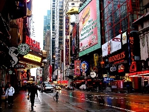 clouds, skyscrapers, Town, New York