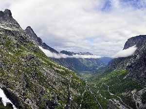 clouds, Mountains, Norway, Way
