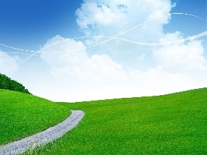 Path, clouds, Meadow