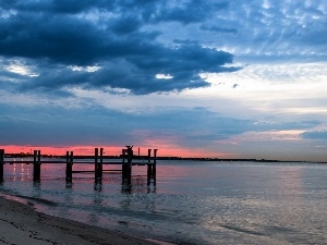 pier, clouds, sea