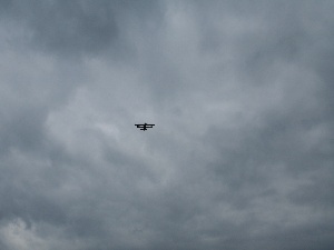 plane, clouds, Sky