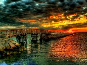 Platform, clouds, sea