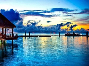 sea, clouds, Restaurant