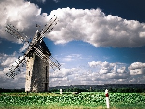 Sky, clouds, Windmill