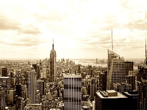 Jork, clouds, New, Town, Empire State Building, skyscrapers