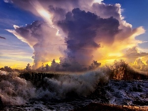 Waves, clouds, sea