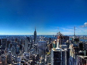 clouds, scraper, New York, Town