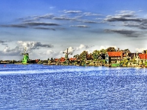 Houses, Coast, Windmills