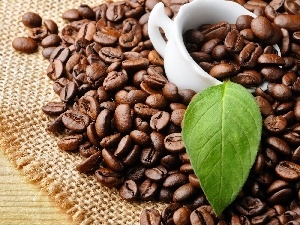 coffee, grains, White, leaves, cup