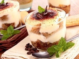 coffee, chocolate, dessert, mint, Tiramisu