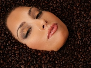 coffee, grains, woman, face