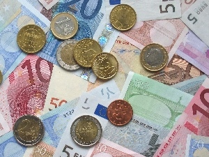 bills, coins, Euro