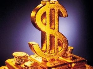 dollar, coins, Golden