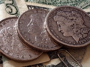 coins, U.S. dollars, bills