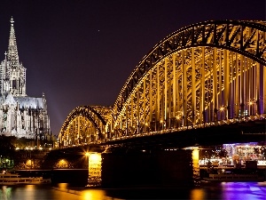 Cologne, River, bridge, Germany, chair