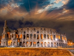 Coloseum, illuminated, Rome, Italy