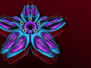 Colourfull Flowers, 3D Graphics, blue