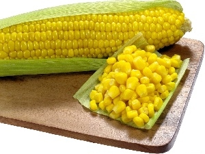 corn-cob, grains, flask