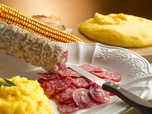 polenta, corn, sausage