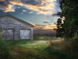 cote, garage, trees, viewes