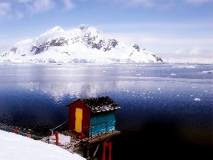 Cottage, Platform, mountains, Ice