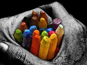 crayons, color, Men, hand
