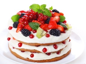 cream, whipped, cake, fruity