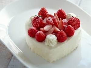 cream, whipped, dessert, strawberries