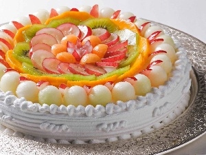 cream, whipped, Cake, Fruits, fruity