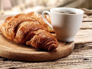 Cup, croissant, coffee