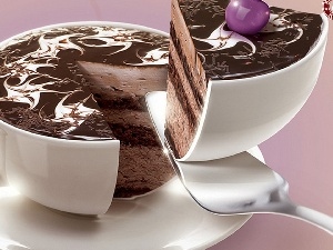 cake, cup, coffee