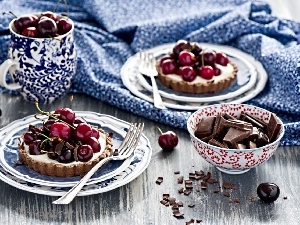 cup, cherries, cherry, chocolate, tartlets