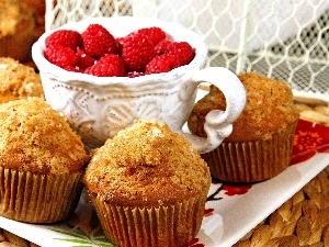 raspberries, cup, Muffins