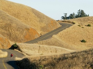 hills, cyclist, Way