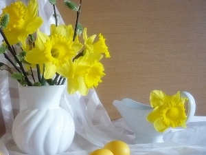 Daffodils, Yellow, White, Vase